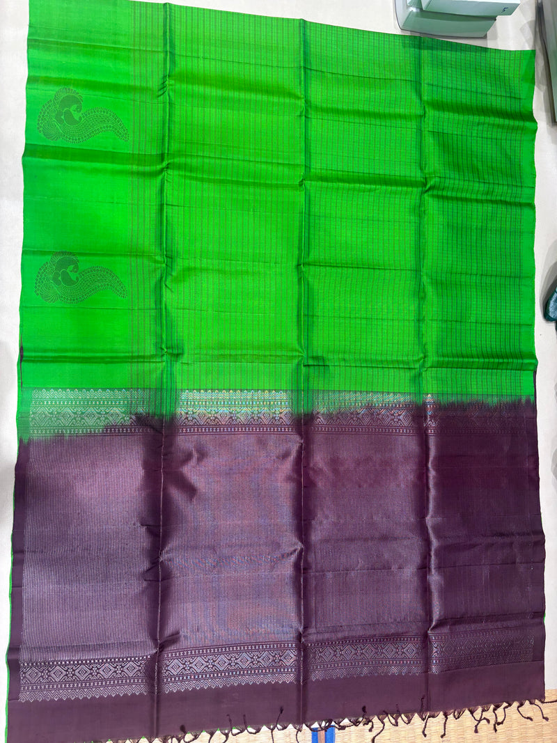 Kanima handloom softsilk saree - Pure silk saree- thread checks in body-AK1119