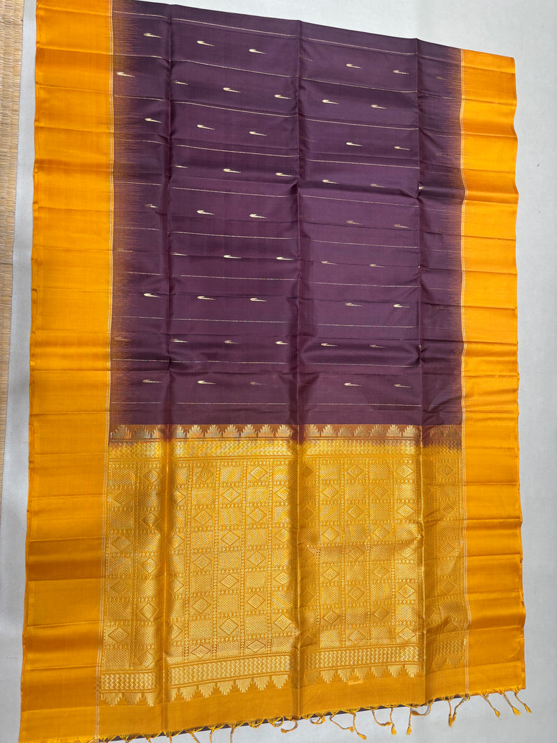 Leelavathi coffee brown handloom softsilk saree - Pure silk saree- contrast color