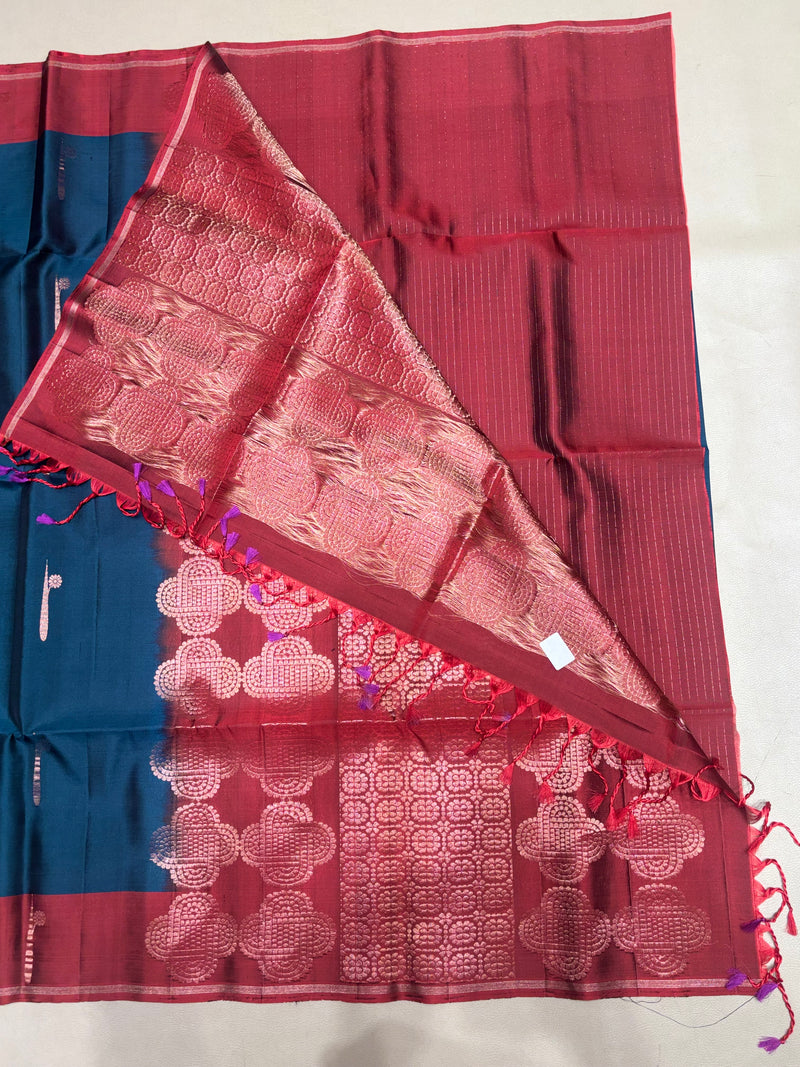 Hridya peacock blue handloom softsilk saree - Pure silk saree