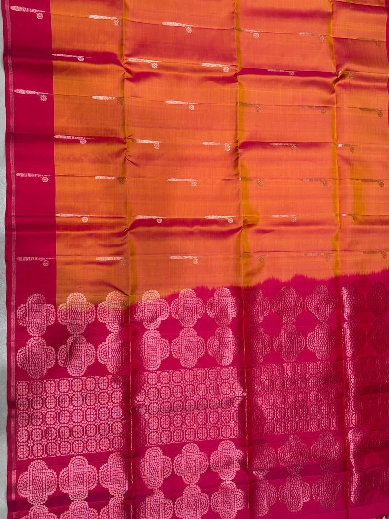 Hridya orange handloom softsilk saree - Pure silk saree