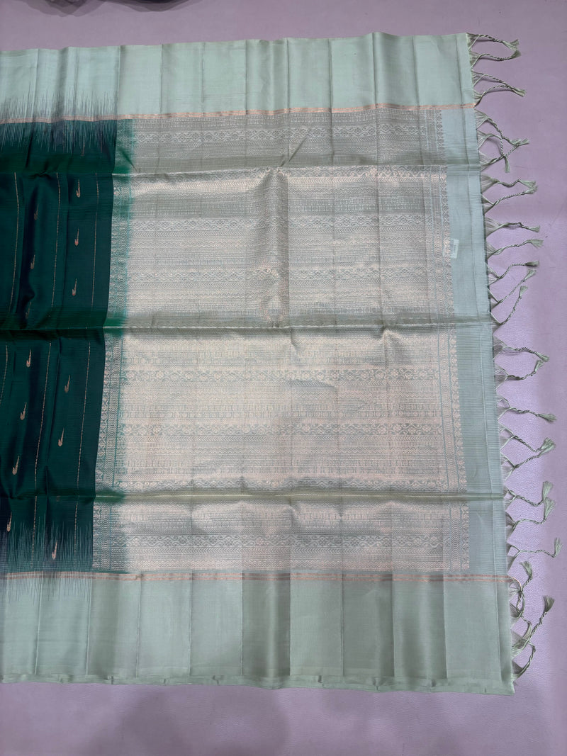 Leelavathi bottle green handloom softsilk saree - Pure silk saree