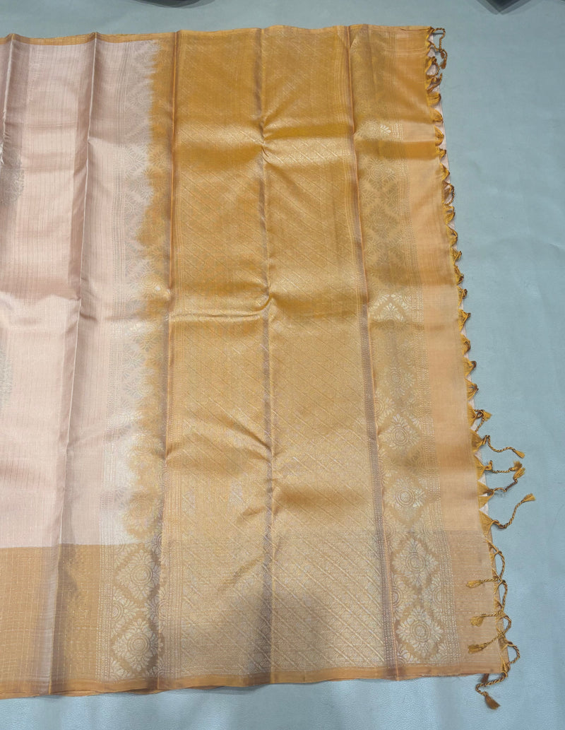 Vaidoori dusty peach handloom vaira oosi softsilk saree - Pure silk saree