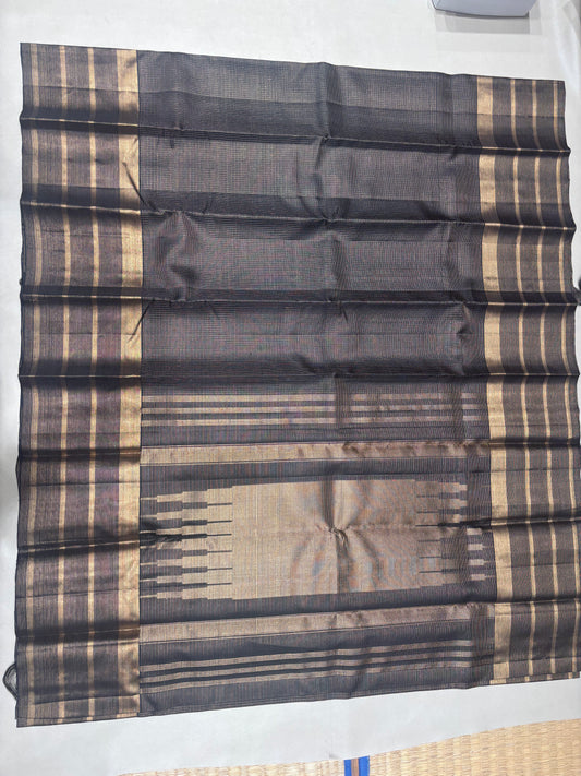 Ranjani black micro checked softsilk saree - Pure silk saree-AK1118