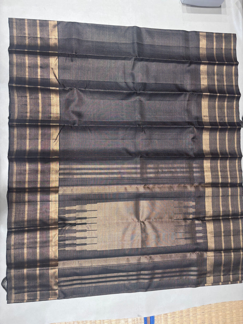 Ranjani black micro checked softsilk saree - Pure silk saree-AK1118