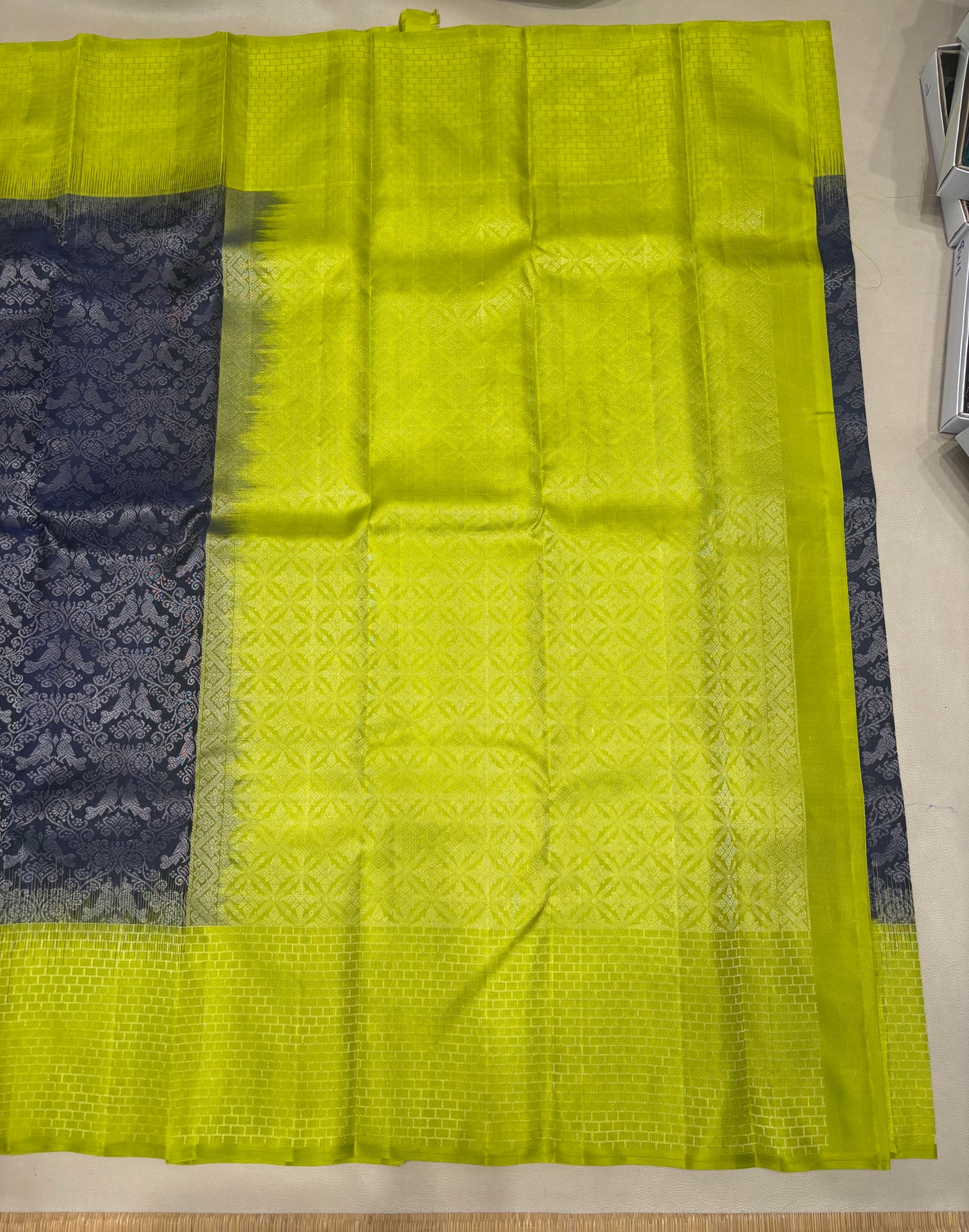 Mantra handloom softsilk saree - Pure silk saree - all self contrast-ASC1101