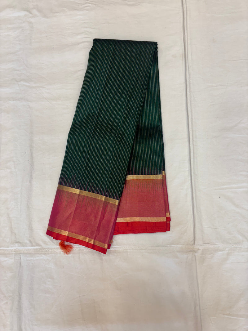 Thirumagal bottle green handloom softsilk saree - Pure silk saree-AK1109-AV101