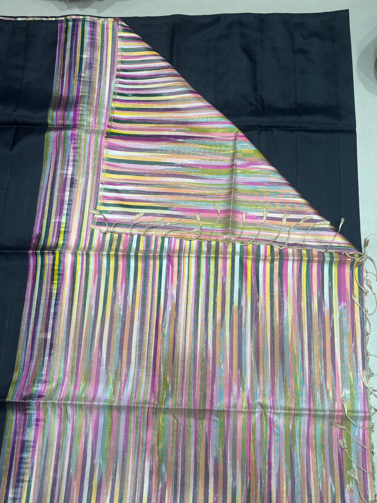 Karunya Black & multicolor handloom softsilk saree - Pure silk saree
