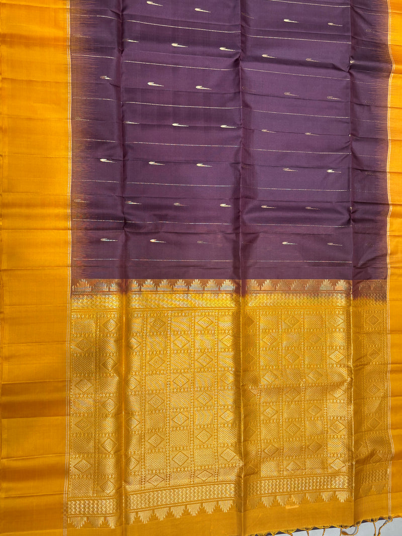 Leelavathi coffee brown handloom softsilk saree - Pure silk saree- contrast color