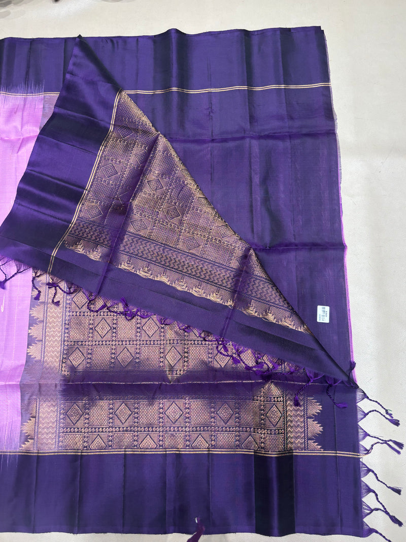 Leelavathi purple handloom softsilk saree - Pure silk saree- Contrast color