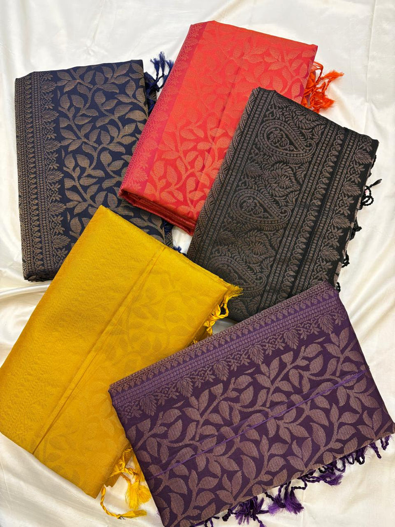 Chandrika Yellow Soft silk - Handloom softsilk saree - 5 colors