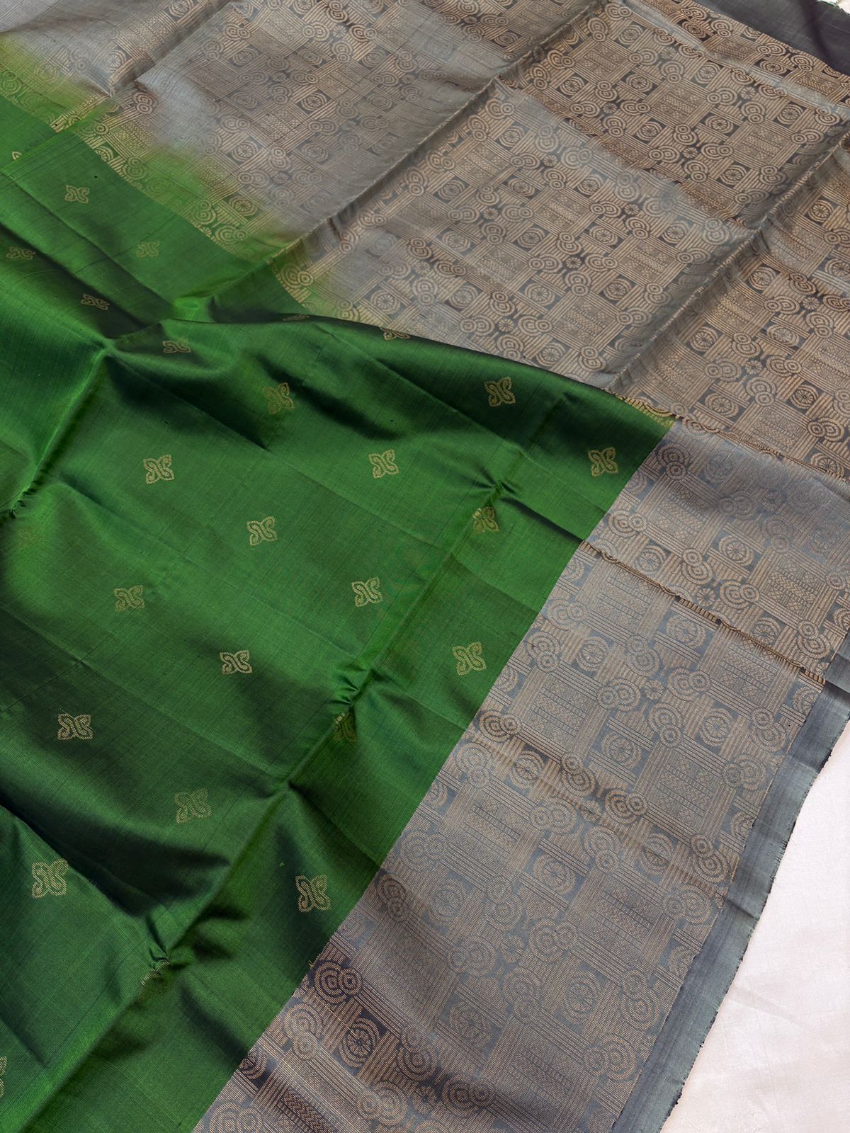 Green Grey Soft Silk - Handloom softsilk saree