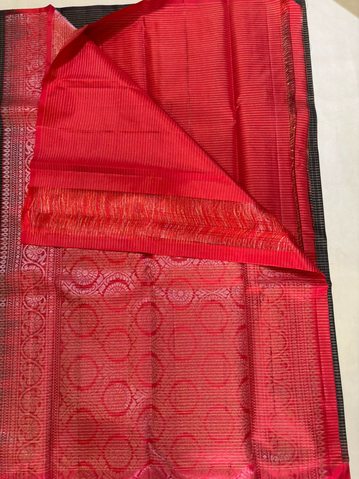 Kavi black & red handloom softsilk saree - Pure silk saree