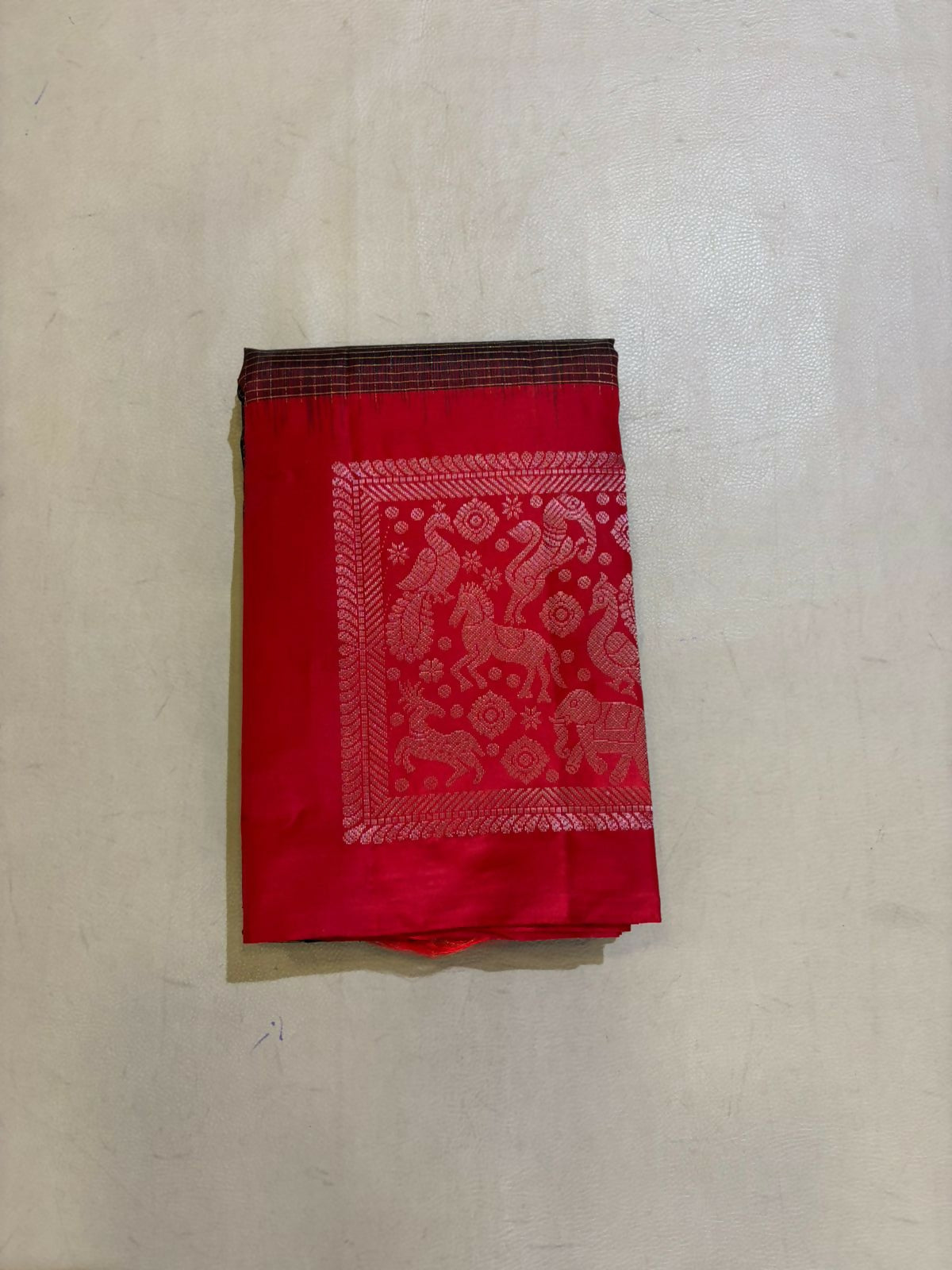 Kavi black & red handloom softsilk saree - Pure silk saree