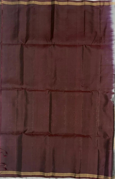 Nizhal softislk saree - grey color body & coffee brown color pallu , blouse - Pure silk saree