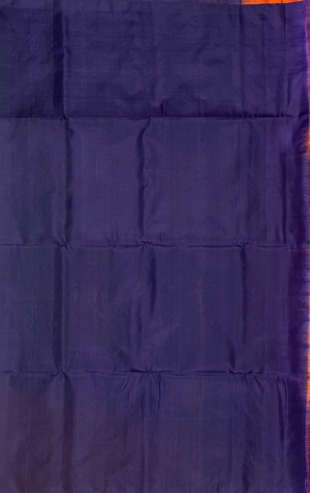 Vannathi orange color body & navy blue color pallu , blouse pure silk saree