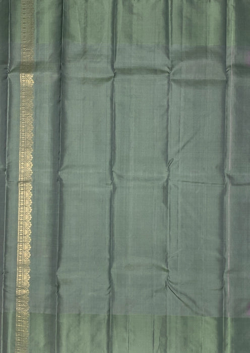 Aarul lavender color body & pastel green color pallu , blouse - Pure silk saree