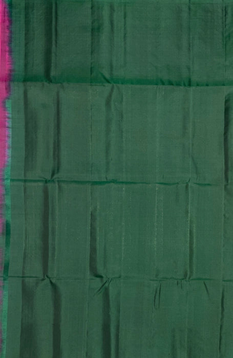 Kavini bottle green color body, pallu , blouse pure silk saree