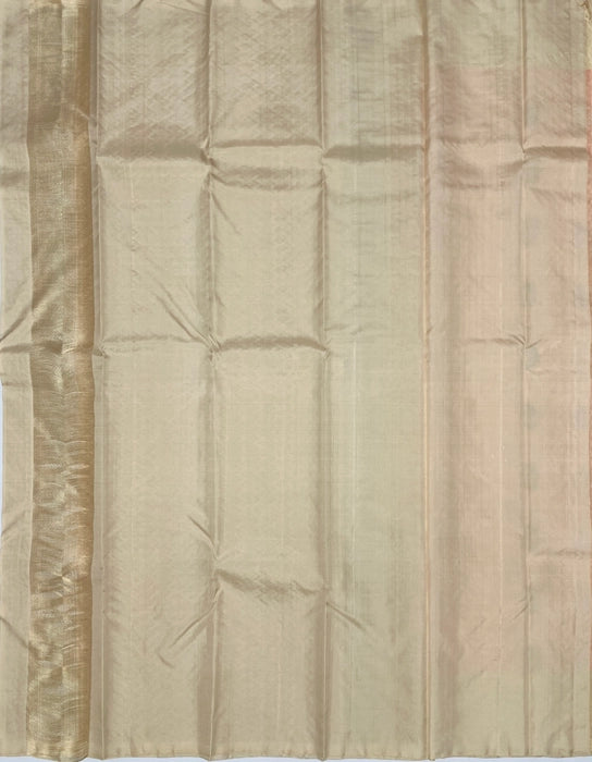 Pavithram light peach color body & sandal color pallu,blouse - Pure silk saree