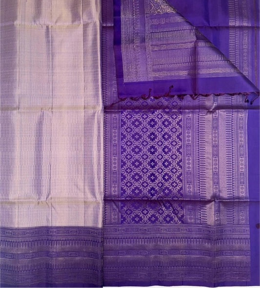 Thaarika pastel lavender color body & violet color pallu , blouse pure silk saree