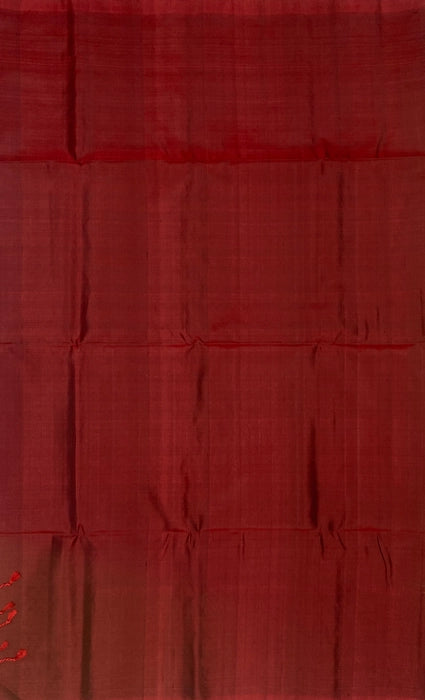 Kili parrot green color body & maroon color pallu , blouse pure silk saree