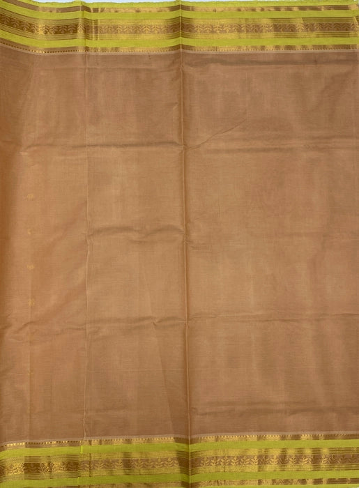 Mocha cotton saree - biscuit brown color body, pallu,blouse.