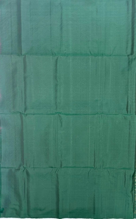 Mounam bottle green color body, pallu , blouse pure silk saree