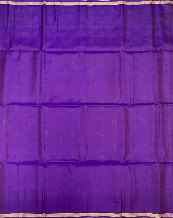 Oodha violet color body , pallu , blouse - Pure silk saree