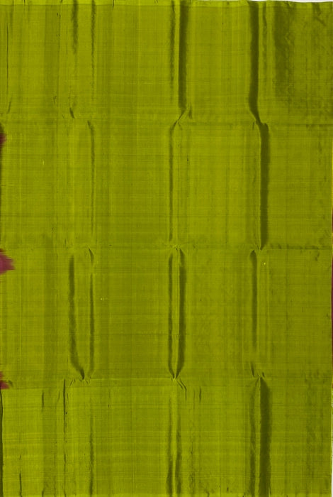 Ish beetroot red color body & lime green color pallu , blouse - Pure silk saree