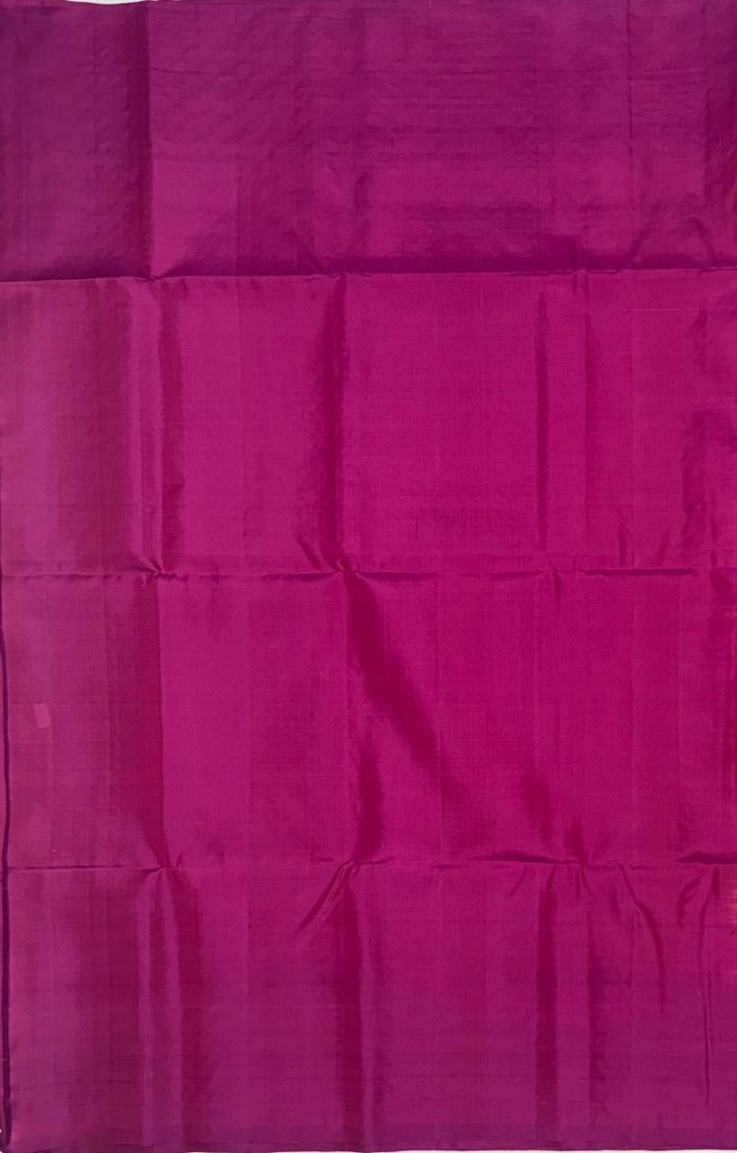 Sadhana peach with pink color body & magenta color pallu , blouse pure silk saree
