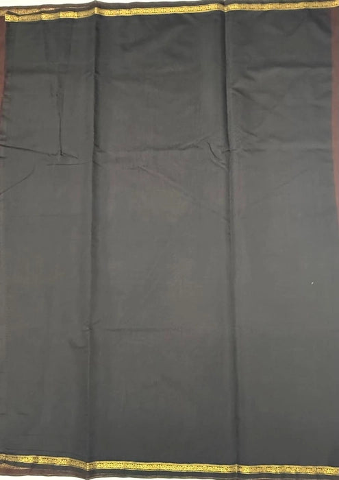 Minnerva coffee brown color body & black color pallu,blouse.