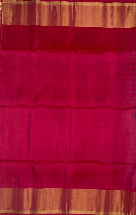 Neel Pochampally ikkat blue color body & magenta color pallu , blouse - Pure silk saree