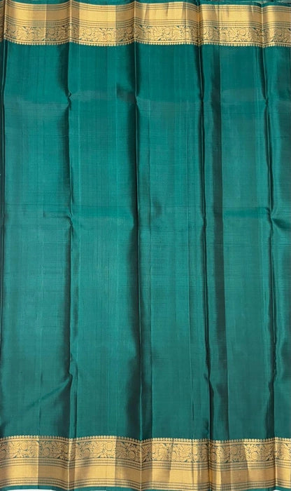 Nila grey color body & green color pallu,blouse - Pure silk saree