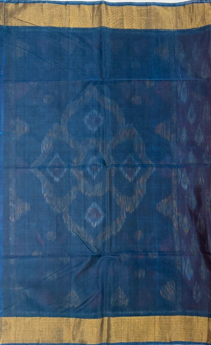 Manthara pochampally silk cotton saree - color body & peacock blue color pallu , blouse.