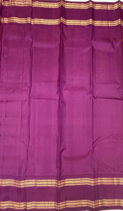 Suhani yellow with green color body & dark purple color pallu,blouse - Pure silk saree