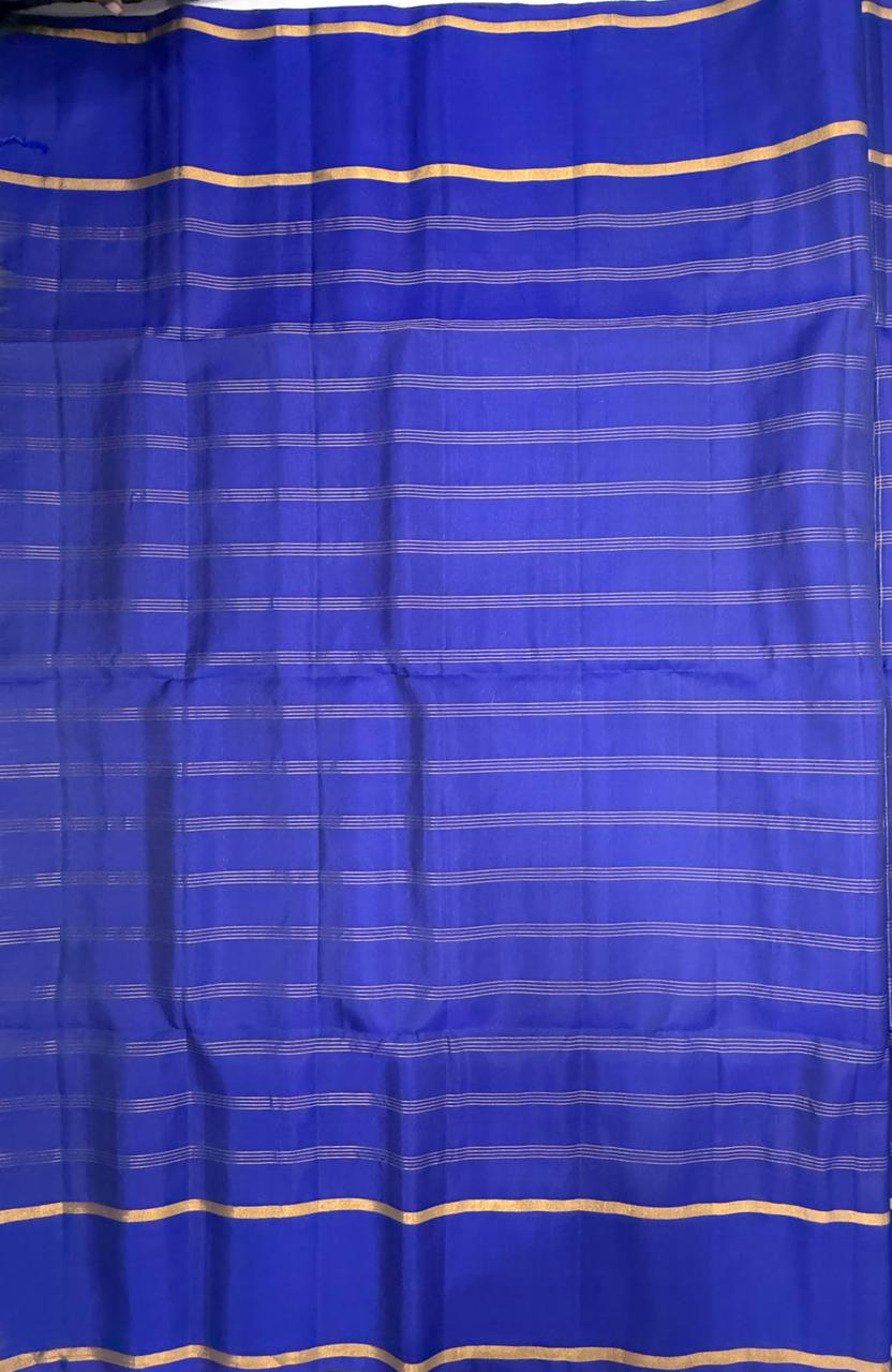 Kanmaniye royal blue color body , pallu,blouse - Pure silk saree