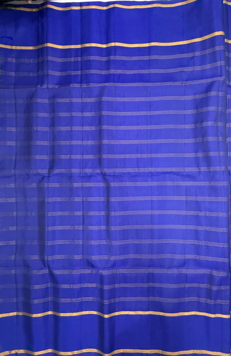 Kanmaniye royal blue color body , pallu,blouse - Pure silk saree