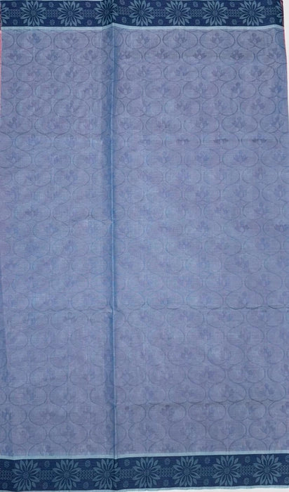 Rosa cotton saree - pink color body & sky blue color pallu,blouse.