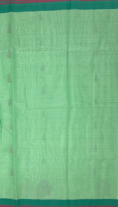 Pista cotton saree - pista green color body,pallu,blouse.