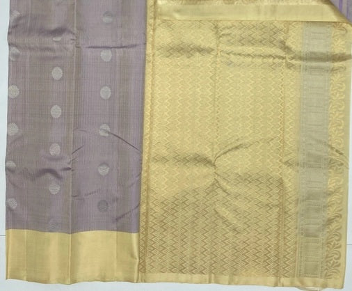 Vezham light lavender color body & sandal color pallu,blouse - Pure silk saree