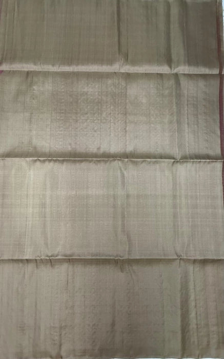 Ilairani dusky pink color body & beige color pallu , blouse pure silk saree