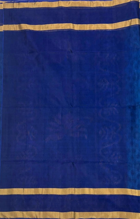 Nilaya pochampally silk cotton saree - copper sulphate blue color body & ink blue color pallu , blouse.