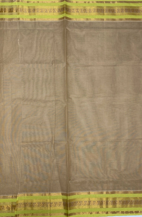 Sand cotton saree - dark beige color body, pallu,blouse.