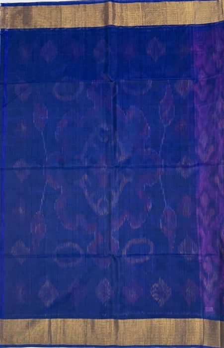 Ponrani pochampally silk cotton saree - rani pink color body & navy blue color pallu , blouse.