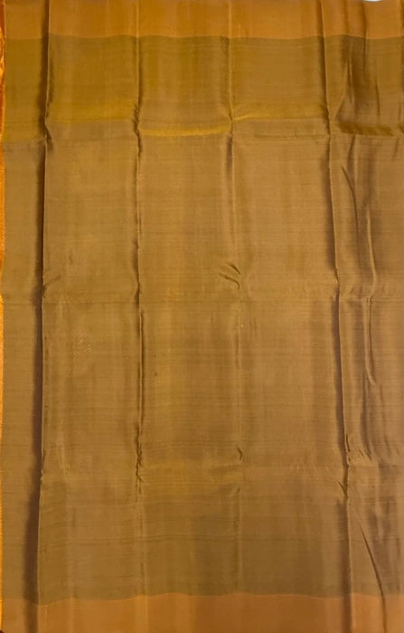 Roopkala pure mix softsilk saree - violet color body & mustard color pallu , blouse