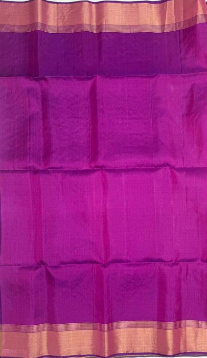 Thamira chocolate brown color body & violet color pallu , blouse - Pure silk saree