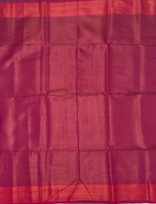 Raavi art silk saree - peacock green color body & magenta color pallu , blouse.