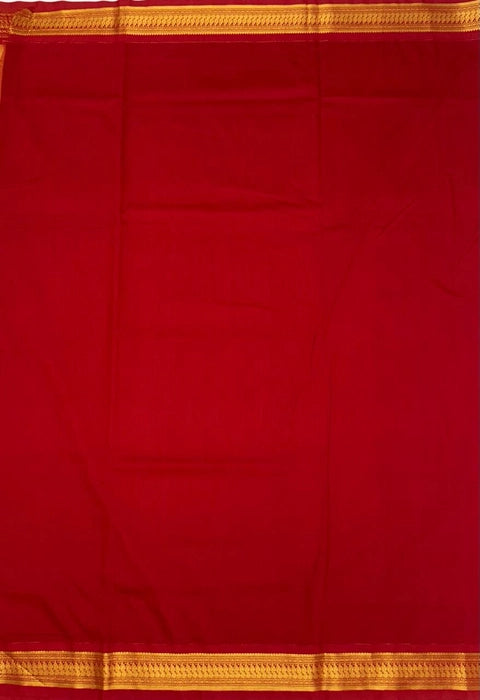 Kana cotton saree - red with sandal color body & red color pallu,blouse.