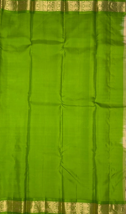 Sandhanam sandal color body & parrot green color pallu , blouse - Pure silk saree