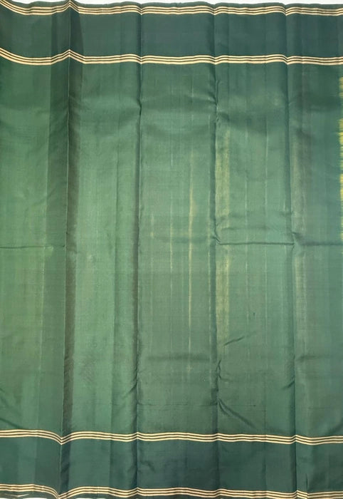 Tejasvi lemon yellow color body & bottle green color pallu , blouse - Pure silk saree