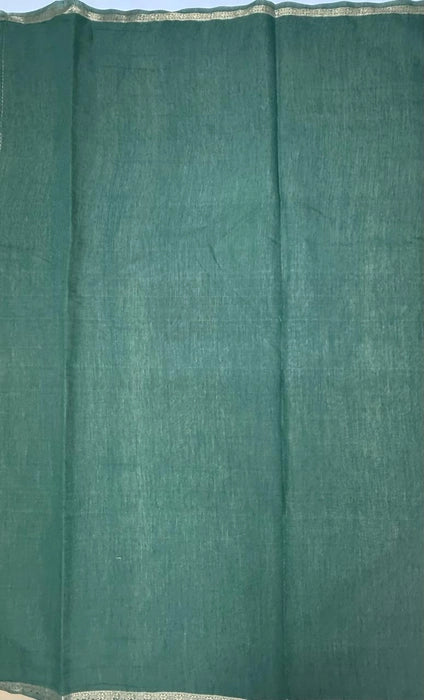 Minnerva cotton saree - sandal color body & green color pallu,blouse.